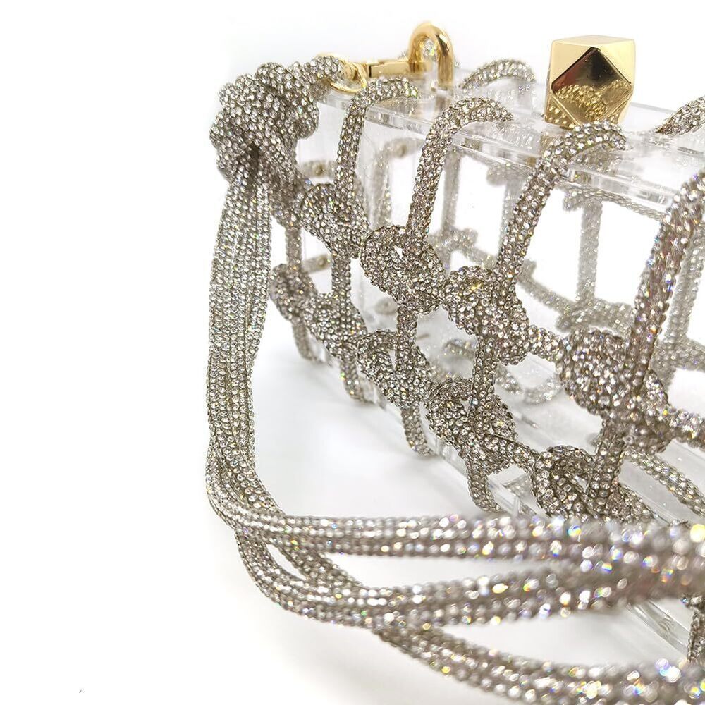 2844 Clear Acrylic Bag Rhinestone Acrylic Clutch Crystal Evening Purses View 5